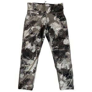 Nike Power Essential Legging Women’s Running Dri Fit Crops Black Grey Size S